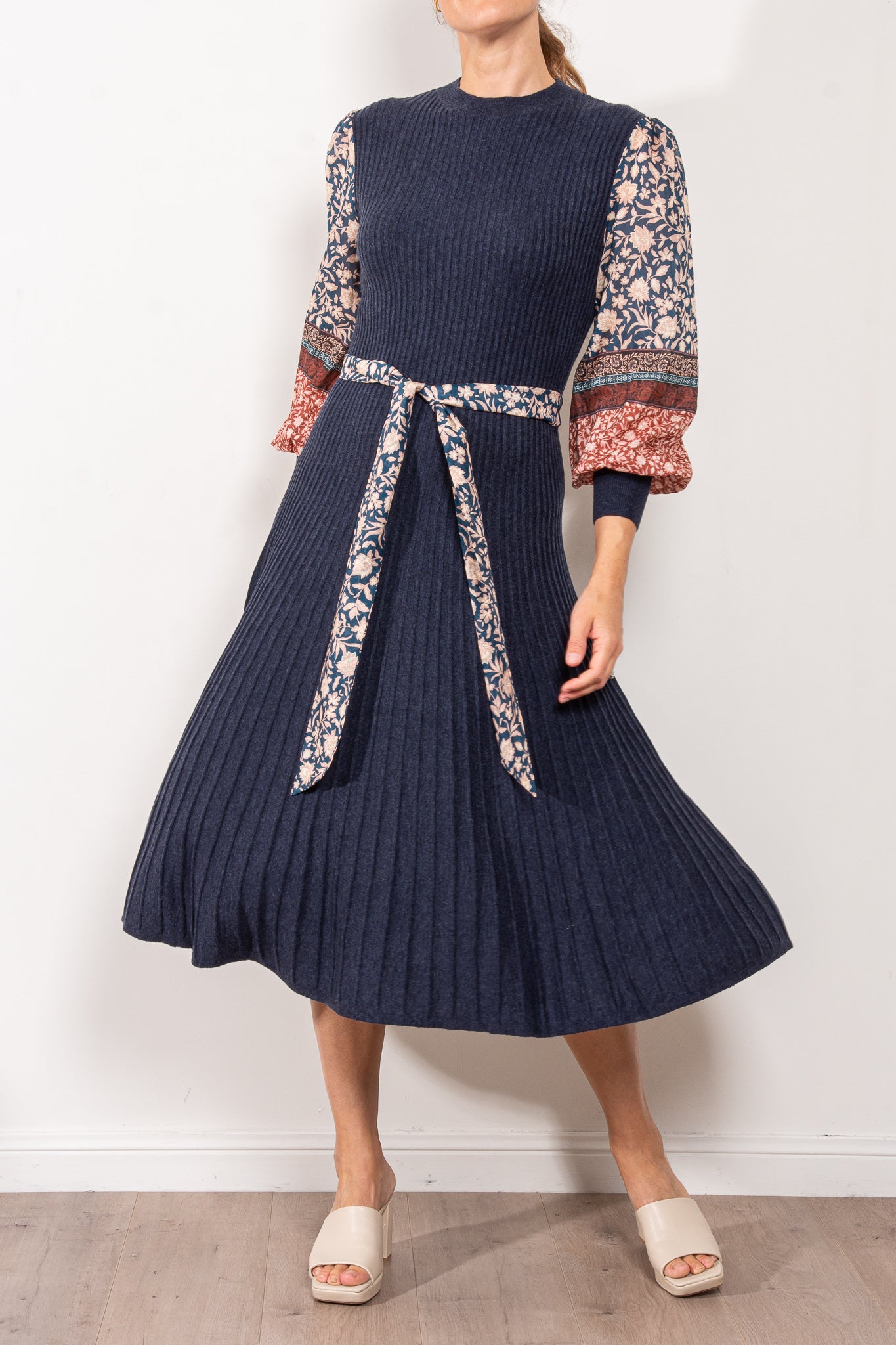Once Was Chiara Contrast Sleeve Wool Knit Dress