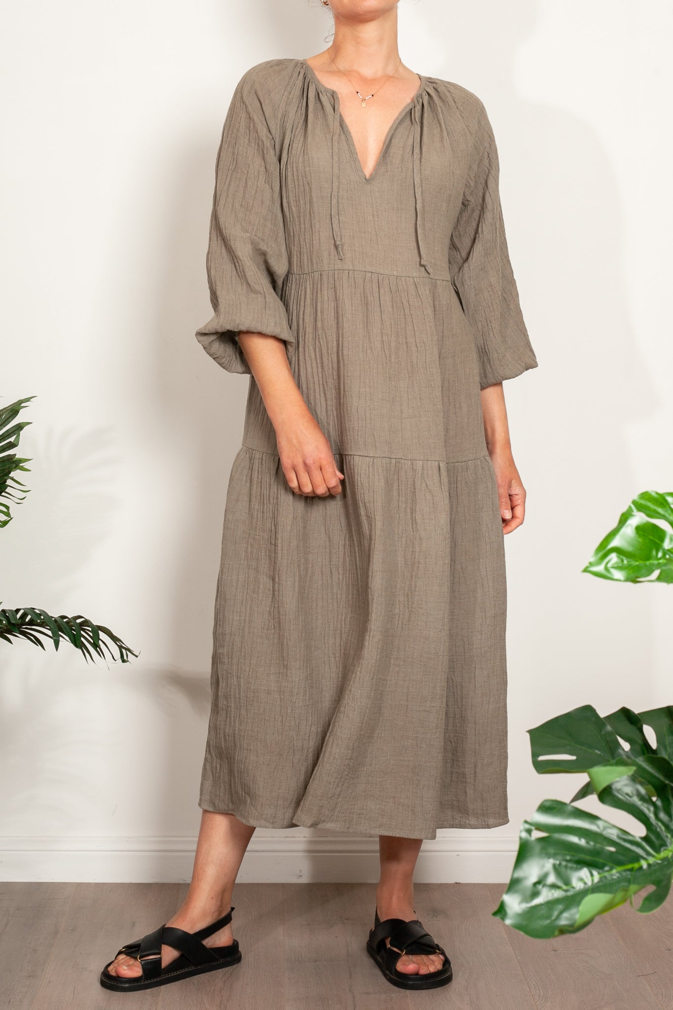 In the Sac Linen Ayra Tiered Dress
