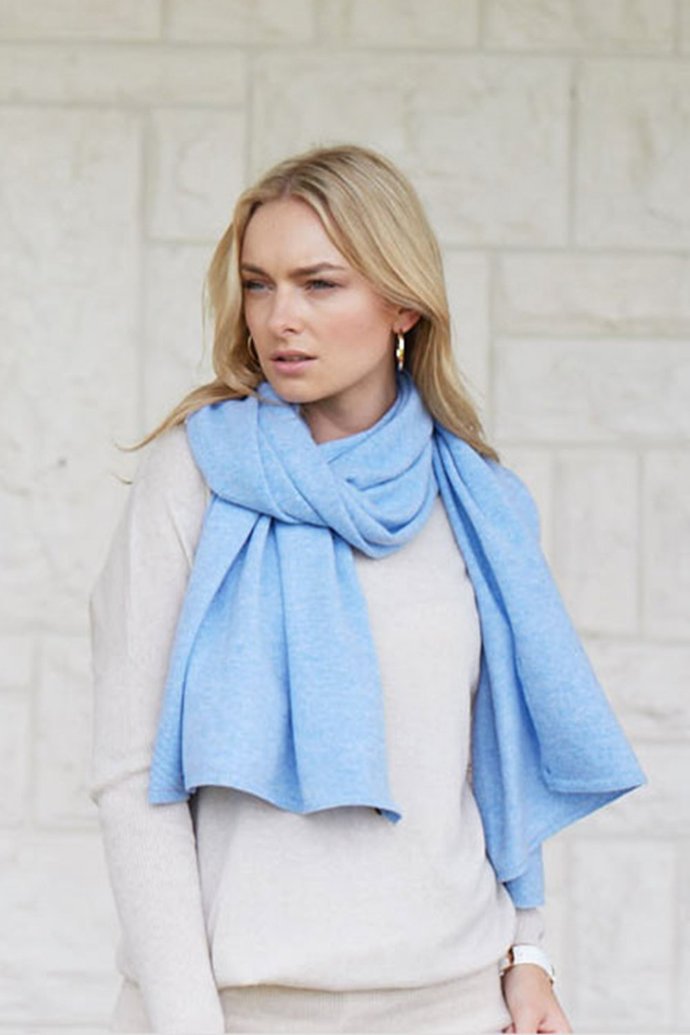 Mia Fratino Cashmere Sorrento Button Wrap - Impulse Boutique#colour_sky-blue