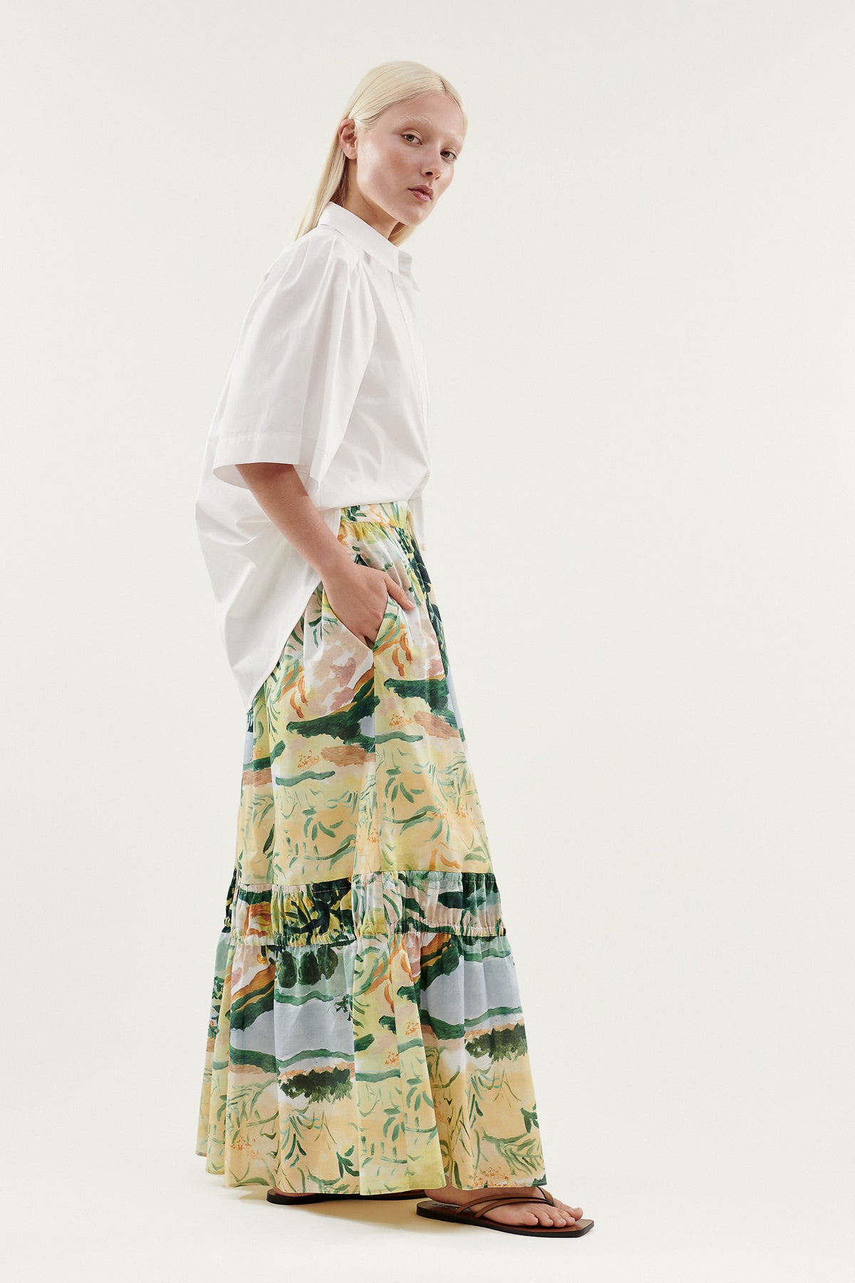 Layer'd Landscape Print Skira Skirt