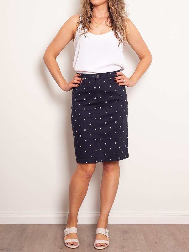 Vassalli Stretch Twill Printed Skirt - Impulse Boutique